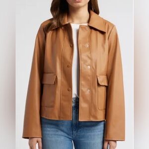 Sam Edelman Faux Leather Saddle Swing Jacket size SMALL NWT